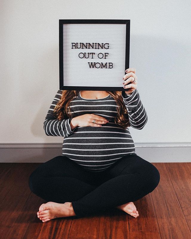 Letter board that says "running out of womb"