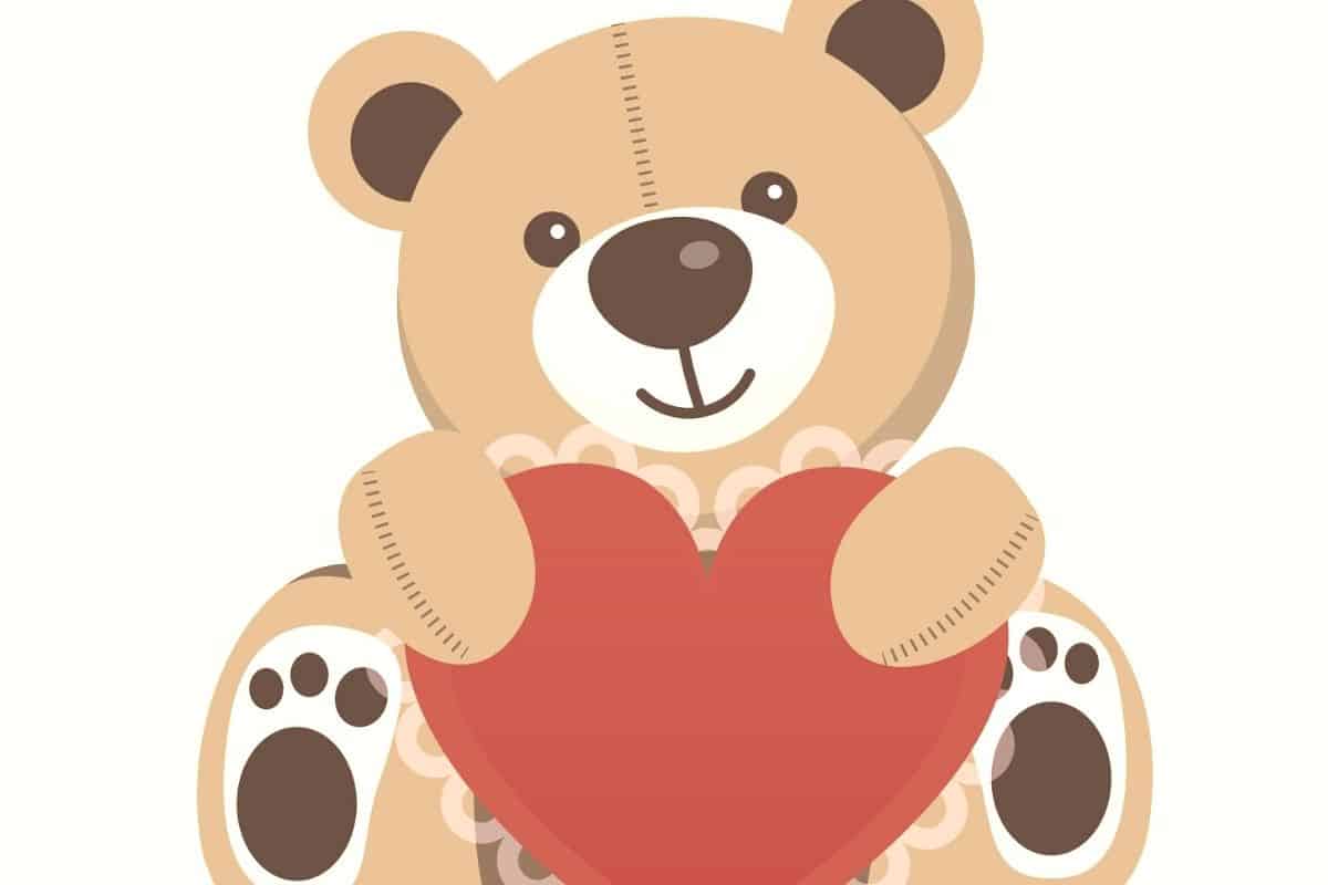 teddy bear holding a heart for valentines day
