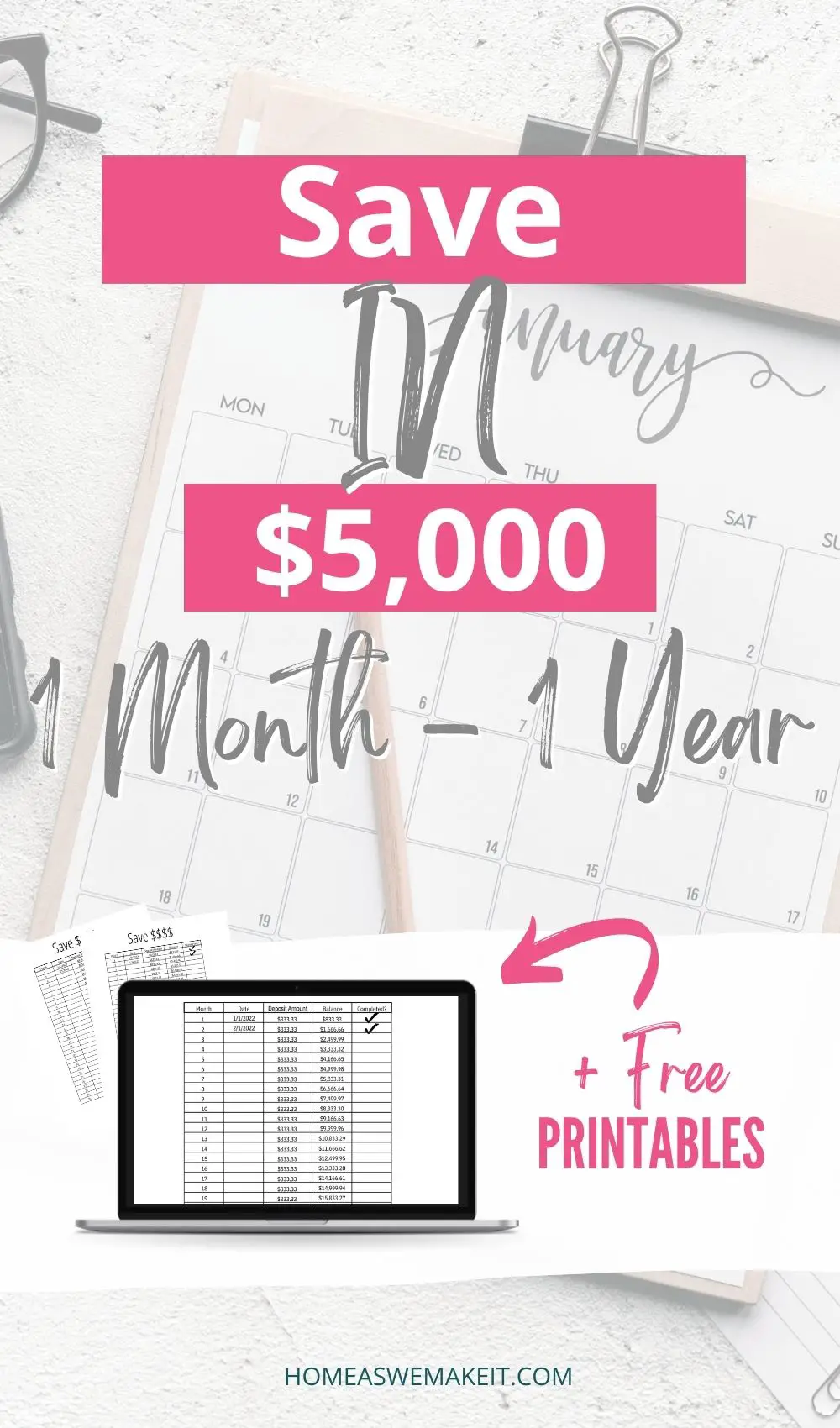 save $5,000 in 1 month - 1 year