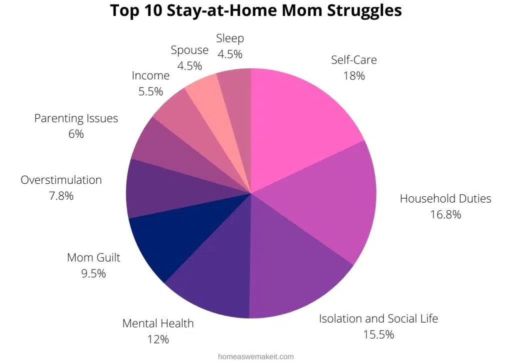 top 10 stay-at-home mom (SAHM) struggles pie chart