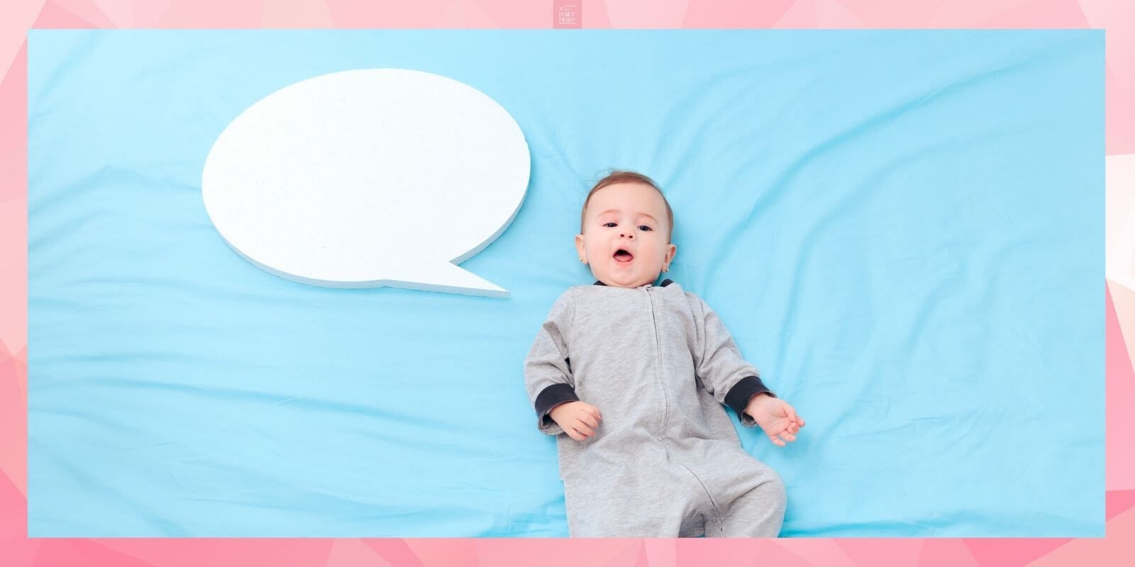 11 month-old baby with a speech bubble.