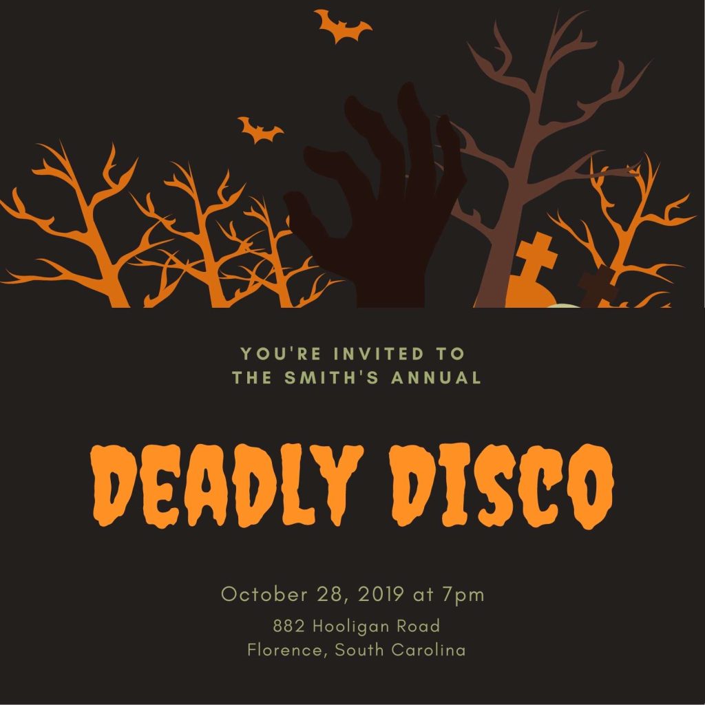 deadly disco halloween party name idea
