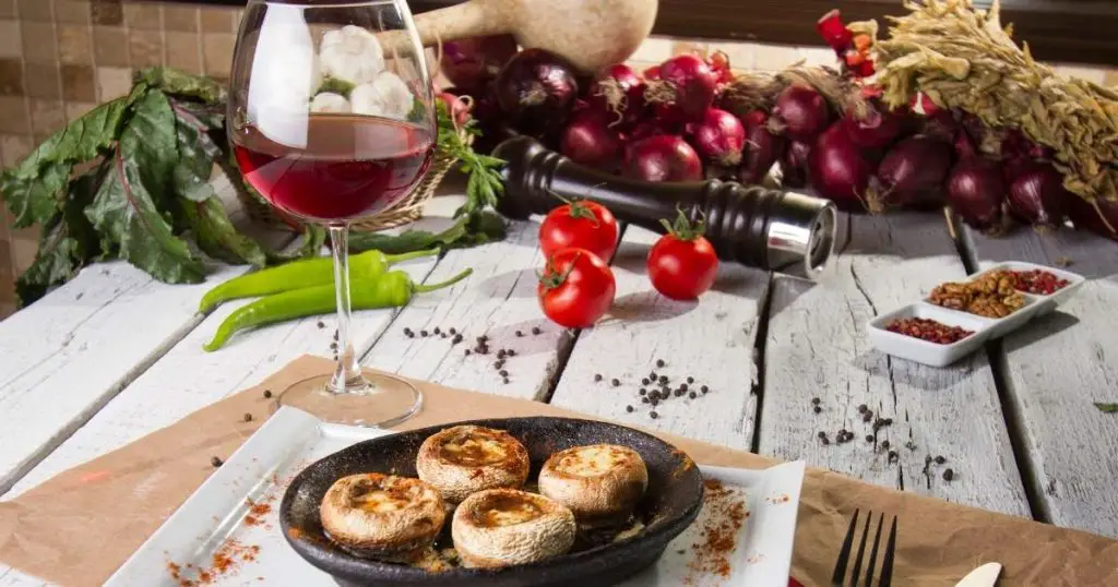 stuffed mushrooms and wine snack pairing idea