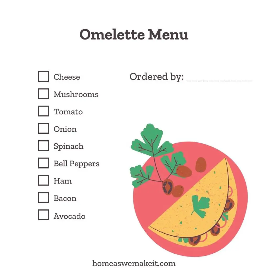 baby shower omelette menu