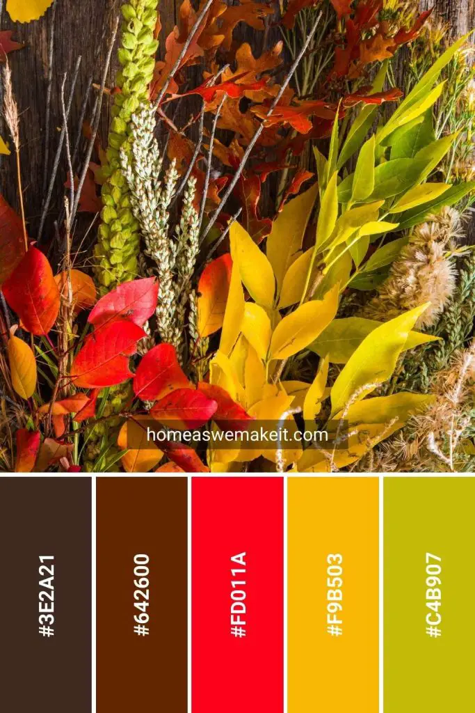 moody fall foliage colors with hex code