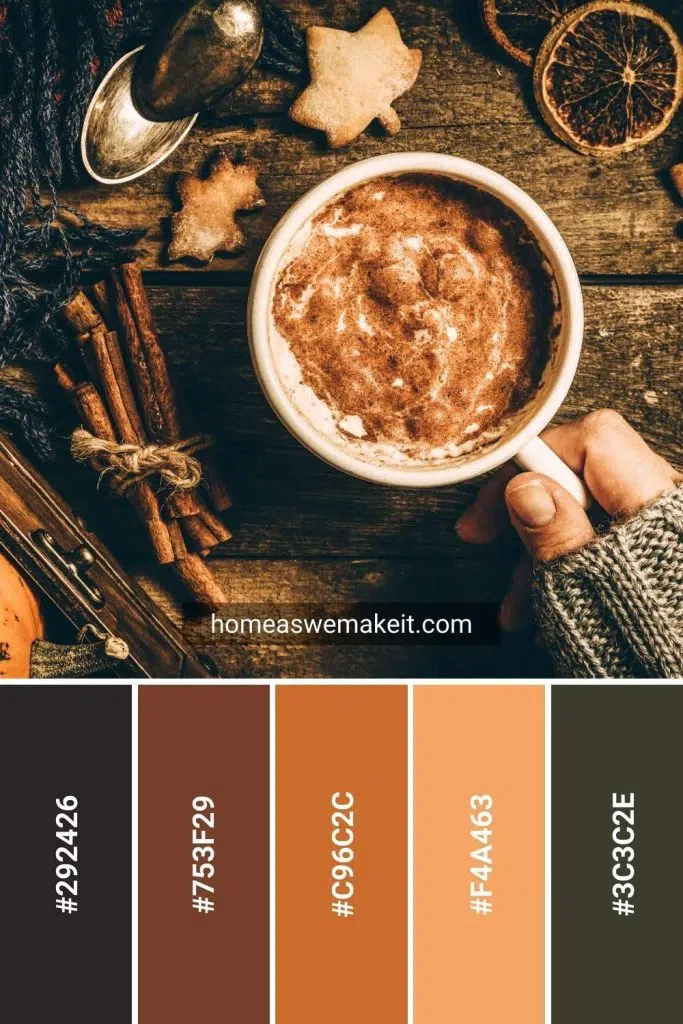 pumpkin spice moody fall color palette with hex code