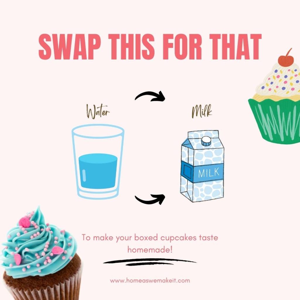 swap water for milk to make cupcakes better from box mix