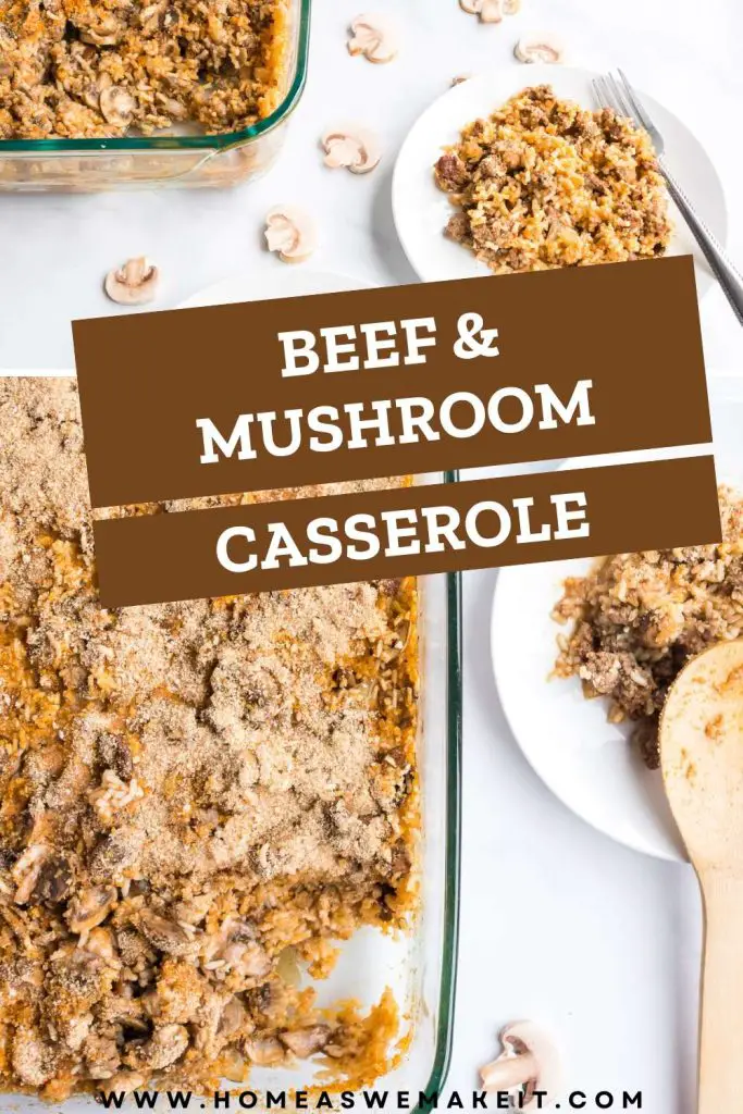 ground beef and mushroom casserole pinterest image