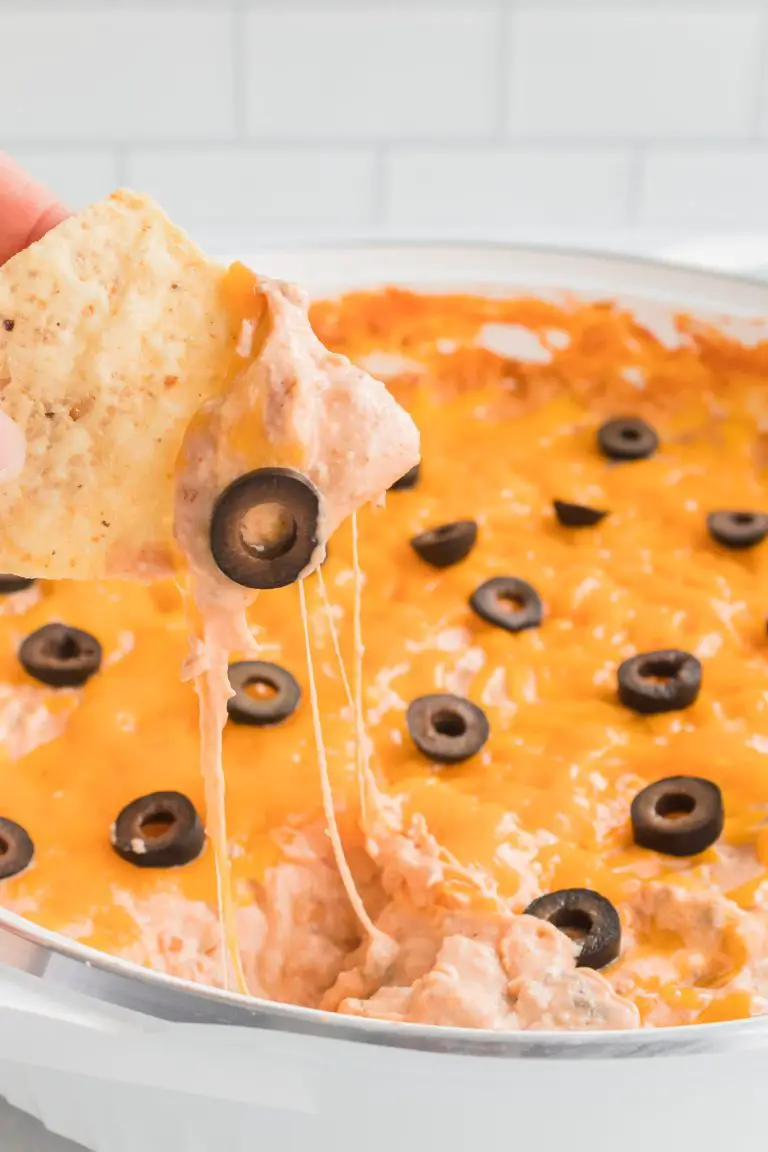cheesy ground beef taco dip - served hot