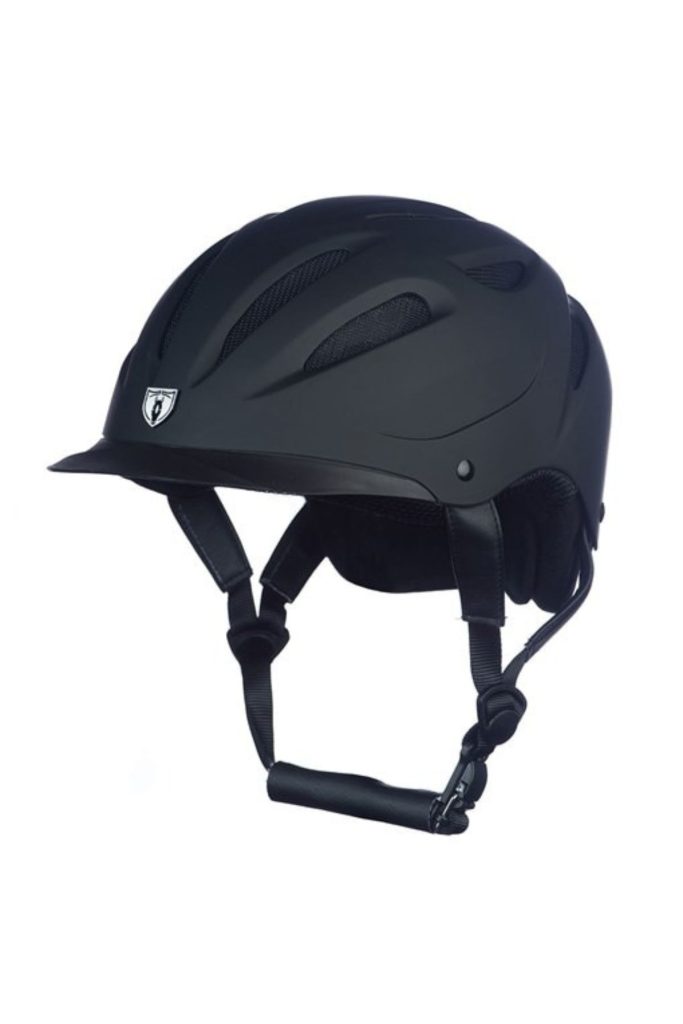 This is the Tipperary Sportage Equestrian Sport Helmet.  It's matte black.  It has a black brim.